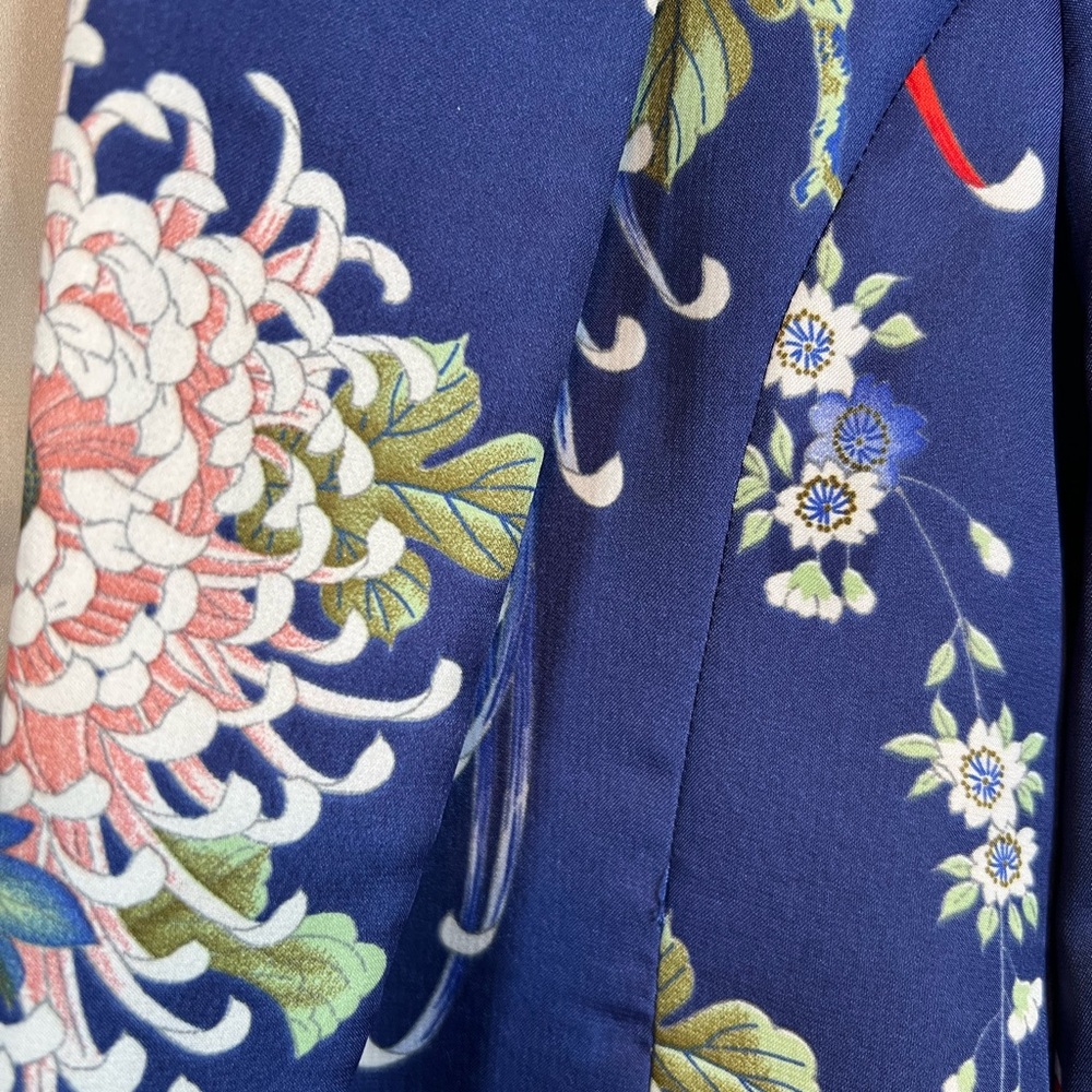 Zara Women Blue Floral Satin Blazer. Size S - Picture 5 of 6